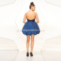 Υπέροχο φόρεμα με μπάλα γλυκά strapless mini taffeta ruffled sequin ιμάντα cocktial φόρεμα